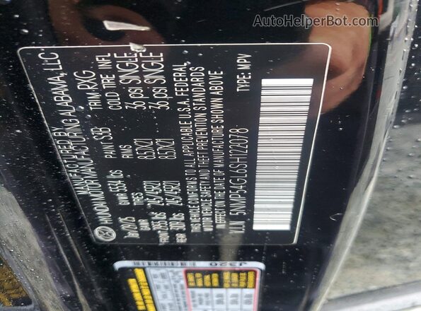5NMP54GL6SH122078 2025 HYUNDAI SANTA Black Widok naklejki z numerem VIN