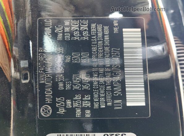 5NMP54GL7SH142372 2025 HYUNDAI SANTA Black VIN კოდის სტიკერის ხედი