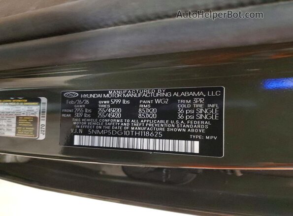 5NMP5DG10TH118625 2026 HYUNDAI SANTA Green Widok wnętrza 360 stopni