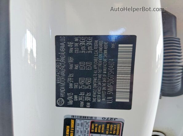 5NMP5DG17SH046014 2025 HYUNDAI SANTA White სალონის 360-გრადუსიანი ხედი