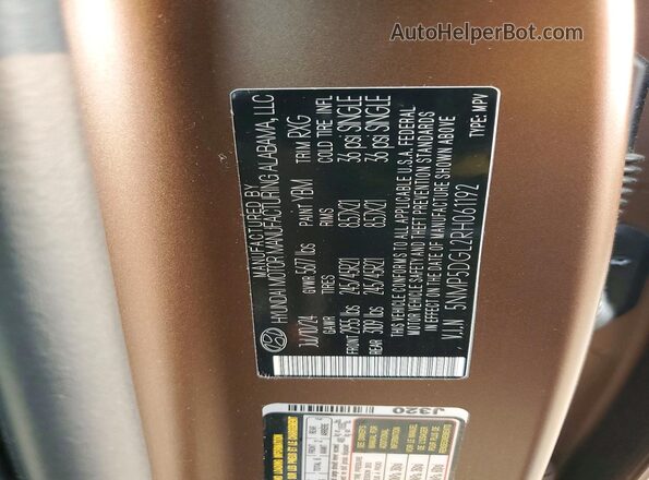 5NMP5DGL2RH061192 2024 HYUNDAI SANTA Brown VIN sticker view