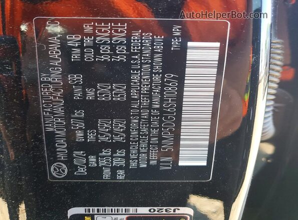 5NMP5DGL6SH108679 2025 HYUNDAI SANTA Black 360 interior view