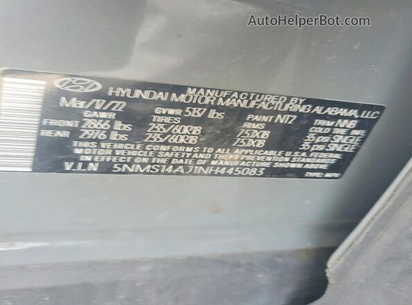 5NMS14AJ1NH445083 2022 HYUNDAI SANTA Gray Vista interior de 360 grados