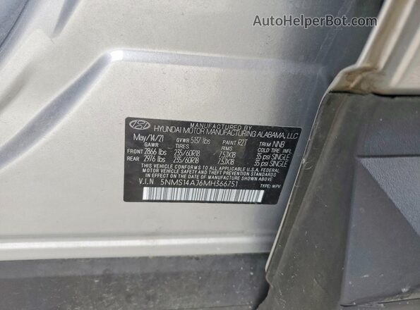 5NMS14AJ6MH366751 2021 HYUNDAI SANTA Silver Engine compartment view