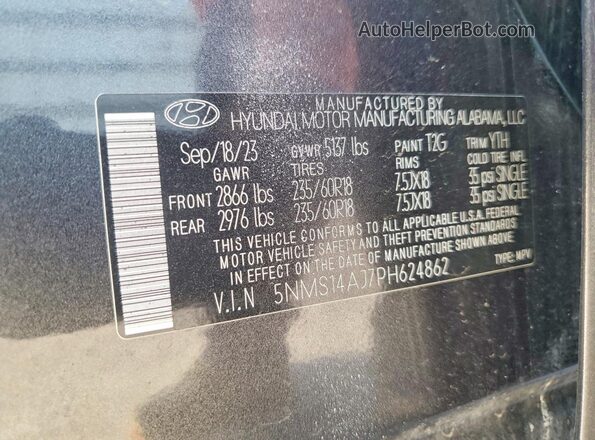 5NMS14AJ7PH624862 2023 HYUNDAI SANTA Gray VIN կոդի պիտակի տեսք