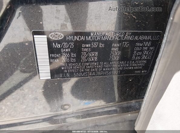5NMS14AJ8PH565921 2023 HYUNDAI SANTA FE Gray Շարժիչի բաժամունքի տեսք