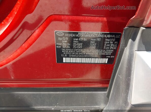 5NMS23AD3KH113630 2019 HYUNDAI SANTA FE Red Engine compartment view