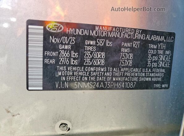 5NMS24AJ3PH641087 2023 HYUNDAI SANTA Silver Engine compartment view