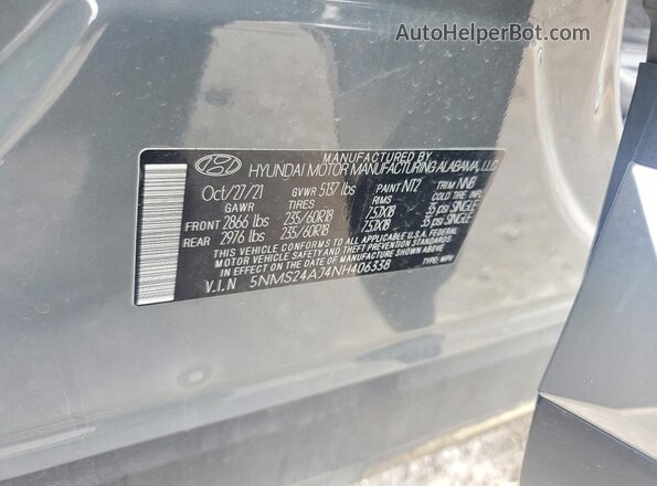 5NMS24AJ4NH406338 2022 HYUNDAI SANTA Серый Вид подкапотного пространства