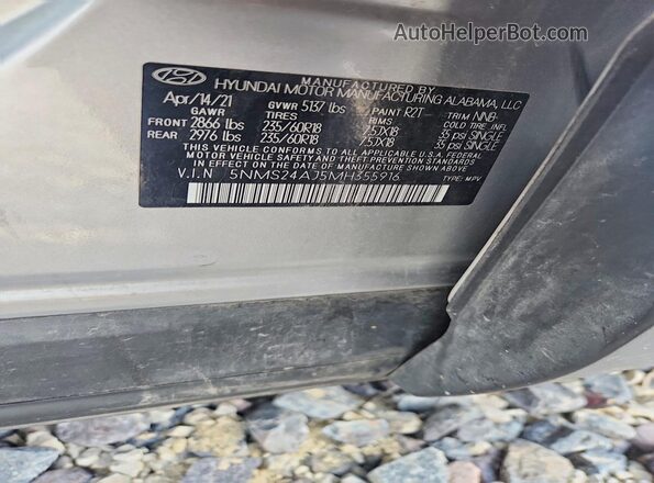 5NMS24AJ5MH355916 2021 HYUNDAI SANTA Silver Вид підкапотного простору