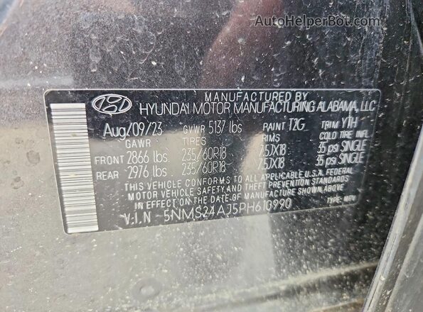 5NMS24AJ5PH610990 2023 HYUNDAI SANTA Gray Вид наклейки з VIN-кодом
