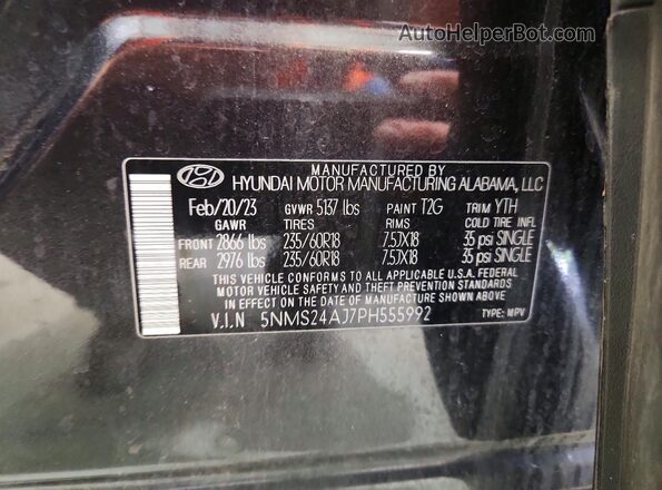 5NMS24AJ7PH555992 2023 HYUNDAI SANTA Gray VIN sticker view
