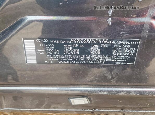5NMS24AJ9PH486402 2023 HYUNDAI SANTA Gray 360 interior view