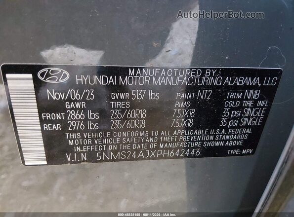 5NMS24AJXPH642446 2023 HYUNDAI SANTA FE Gray Շարժիչի բաժամունքի տեսք