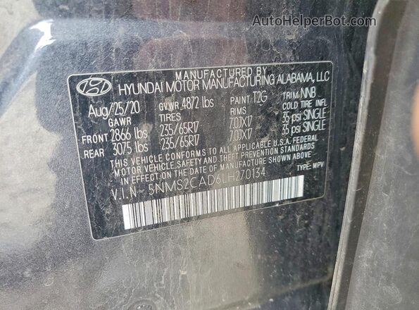 5NMS2CAD6LH270134 2020 HYUNDAI SANTA Черный Вид наклейки с VIN-кодом