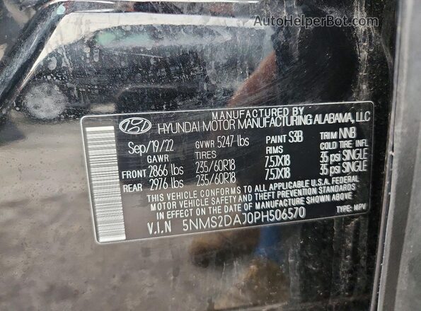 5NMS2DAJ0PH506570 2023 HYUNDAI SANTA Black Вид наклейки з VIN-кодом