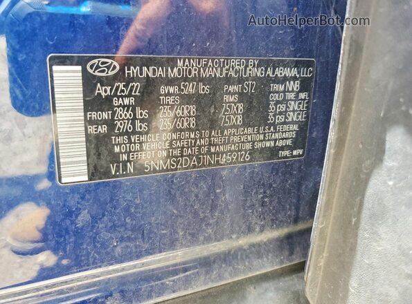 5NMS2DAJ1NH459126 2022 HYUNDAI SANTA Синий Вид наклейки с VIN-кодом