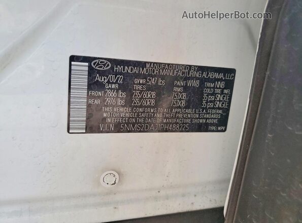 5NMS2DAJ1PH488225 2023 HYUNDAI SANTA White Widok wnętrza 360 stopni