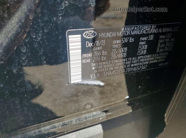5NMS2DAJ1PH657367 2023 HYUNDAI SANTA Black VIN კოდის სტიკერის ხედი