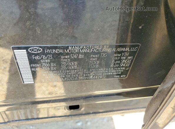 5NMS2DAJ8PH554429 2023 HYUNDAI SANTA Gray Սալոնի 360 աստիճան տեսք