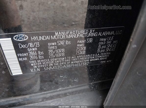 5NMS2DAJ8PH657382 2023 HYUNDAI SANTA FE Black Вид підкапотного простору