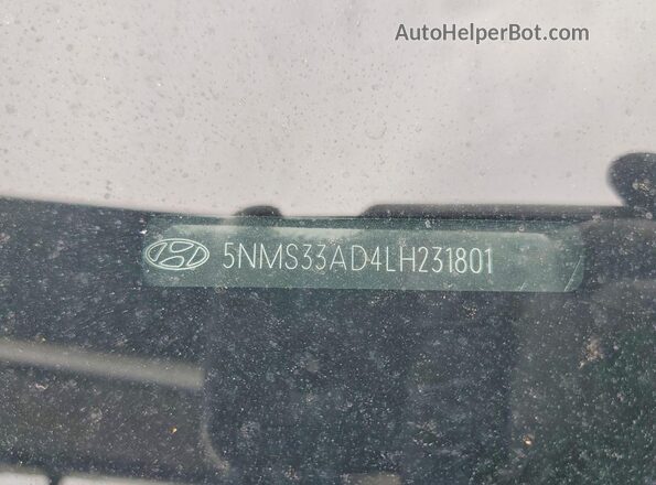5NMS33AD4LH231801 2020 HYUNDAI SANTA Gray Widok naklejki z numerem VIN