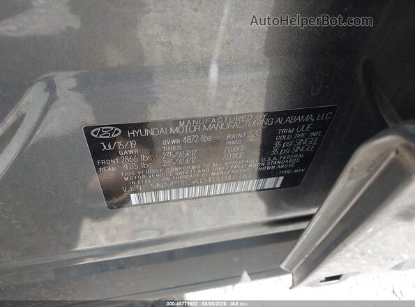 5NMS3CAD4LH146361 2020 HYUNDAI SANTA FE Gray Շարժիչի բաժամունքի տեսք