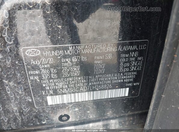 5NMS3CAD7LH268826 2020 HYUNDAI SANTA FE Black ძრავის განყოფილების ხედი