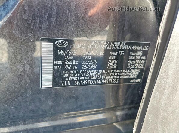 5NMS3DA14PH010393 2023 HYUNDAI SANTA Gray VIN sticker view