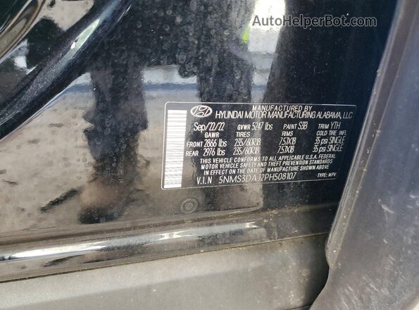 5NMS3DAJ2PH508107 2023 HYUNDAI SANTA Черный Вид наклейки с VIN-кодом