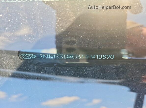 5NMS3DAJ6NH410890 2022 HYUNDAI SANTA Blue Vista de la etiqueta del VIN