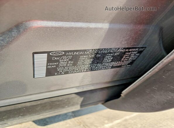 5NMS44AL7PH536306 2023 HYUNDAI SANTA Silver Вид наклейки з VIN-кодом