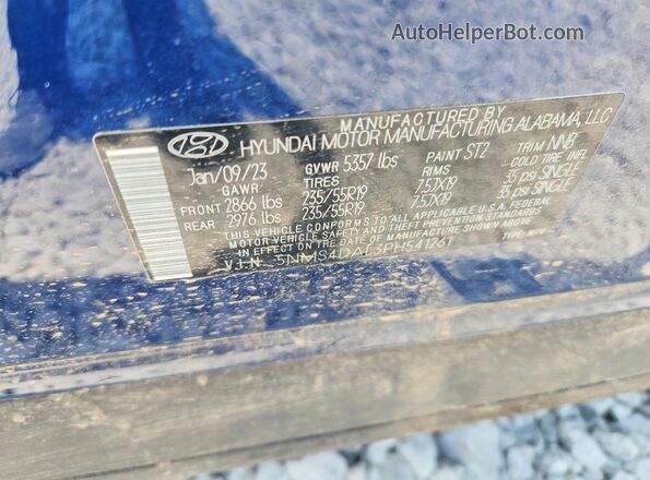 5NMS4DAL3PH541261 2023 HYUNDAI SANTA Синий Вид наклейки с VIN-кодом