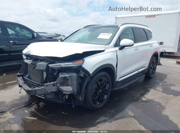 5NMS5CAA9KH017014 2019 HYUNDAI SANTA FE White Առջևի ձախ երեք քառորդ տեսարան