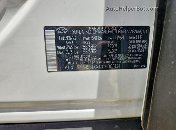 5NMS5DA17PH005134 2023 HYUNDAI SANTA White Vista del compartimento del motor
