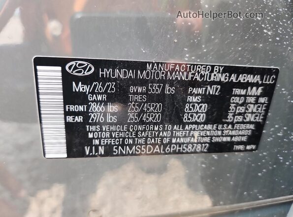 5NMS5DAL6PH587812 2023 HYUNDAI SANTA Gray Widok komory silnika