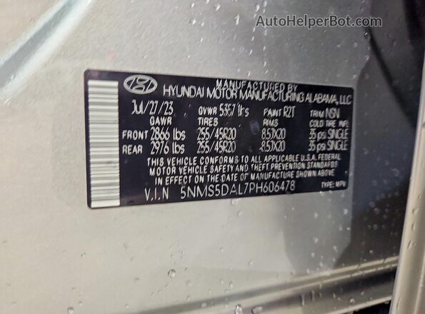 5NMS5DAL7PH606478 2023 HYUNDAI SANTA Silver VIN კოდის სტიკერის ხედი
