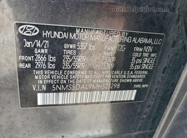 5NMS5DAL9MH323298 2021 HYUNDAI SANTA Black VIN sticker view