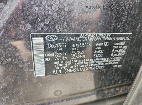 5NMS5DALXPH652239 2023 HYUNDAI SANTA Charcoal VIN կոդի պիտակի տեսք