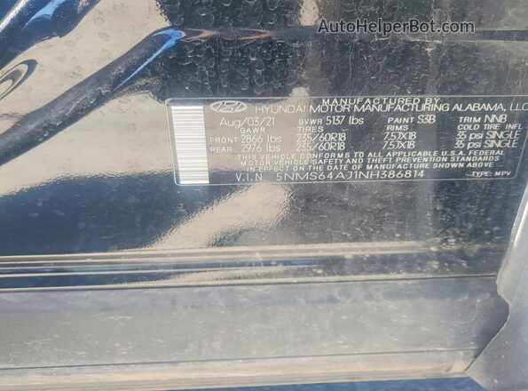 5NMS64AJ1NH386814 2022 HYUNDAI SANTA Black VIN sticker view