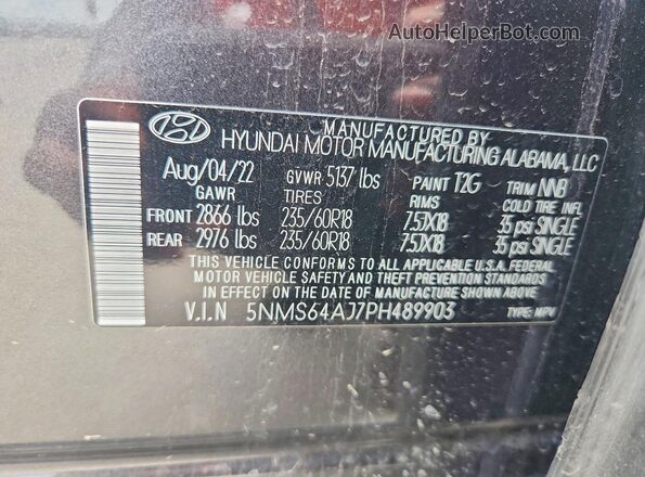5NMS64AJ7PH489903 2023 HYUNDAI SANTA Charcoal ძრავის განყოფილების ხედი