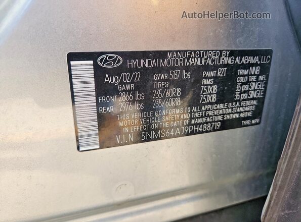 5NMS64AJ9PH488719 2023 HYUNDAI SANTA Silver Вид наклейки з VIN-кодом