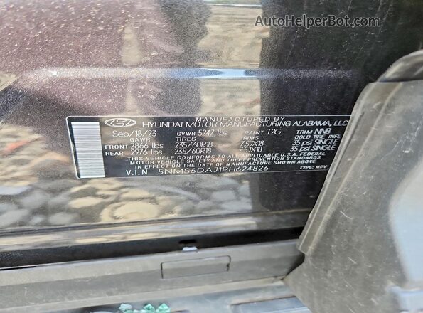 5NMS6DAJ1PH624826 2023 HYUNDAI SANTA Gray ძრავის განყოფილების ხედი