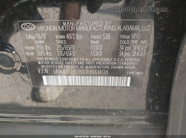 5NMZU3LB0JH061408 2018 HYUNDAI SANTA FE SPORT Black Engine compartment view