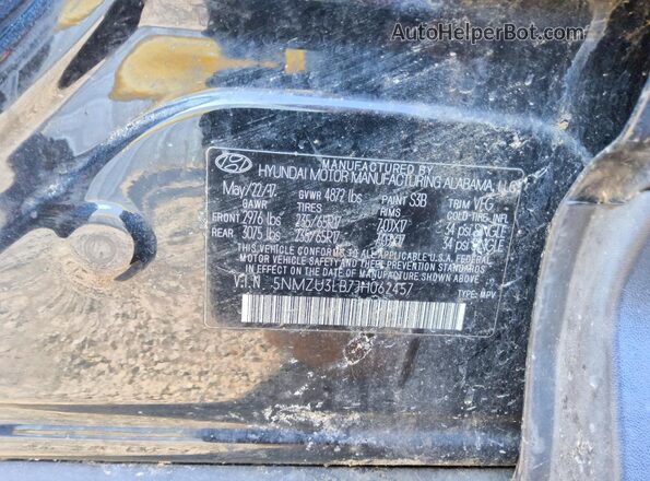 5NMZU3LB7JH062457 2018 HYUNDAI SANTA Black Widok naklejki z numerem VIN