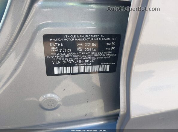 5NPD74LF1HH181757 2017 HYUNDAI ELANTRA Teal Շարժիչի բաժամունքի տեսք