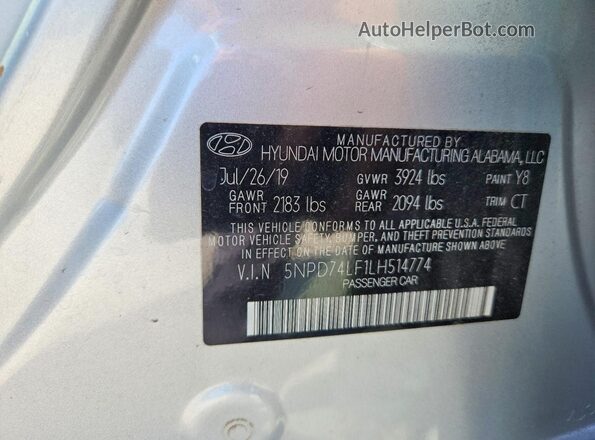 5NPD74LF1LH514774 2020 HYUNDAI ELANTRA Silver Widok komory silnika
