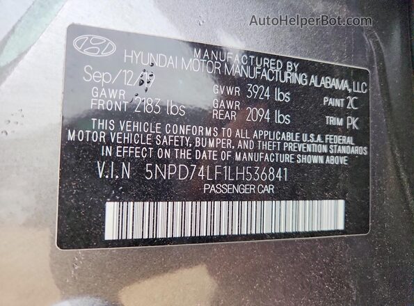 5NPD74LF1LH536841 2020 HYUNDAI ELANTRA Серый Вид подкапотного пространства