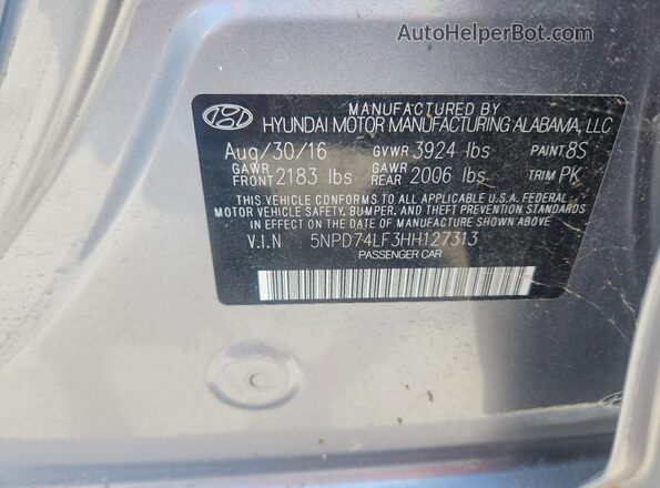 5NPD74LF3HH127313 2017 HYUNDAI ELANTRA Серебряный Вид подкапотного пространства