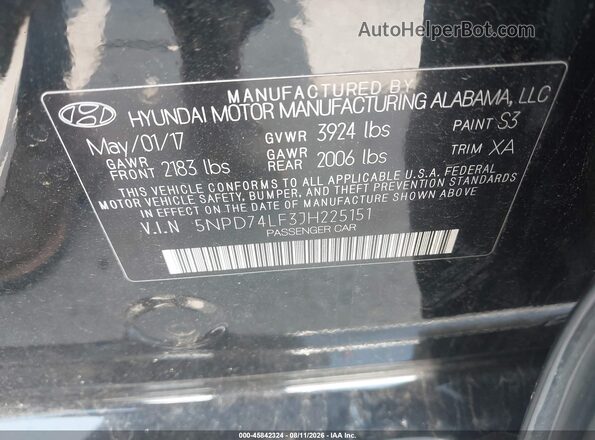 5NPD74LF3JH225151 2018 HYUNDAI ELANTRA Черный Вид подкапотного пространства